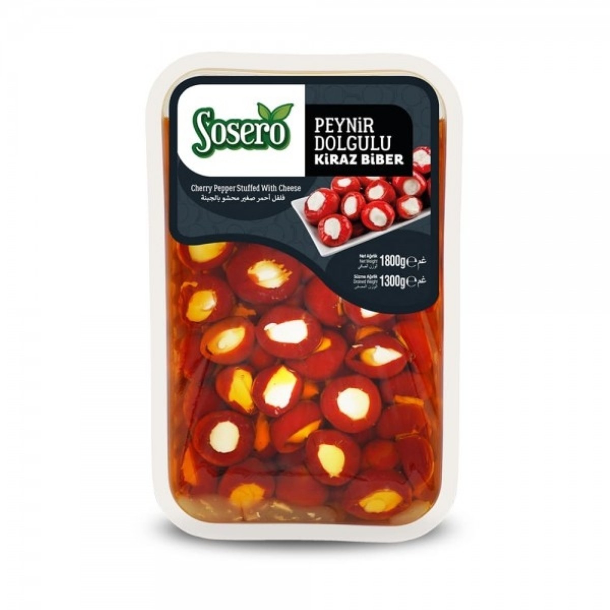 Sosero Peynir Dolgulu Kiraz Biber 1800 gr Tabak