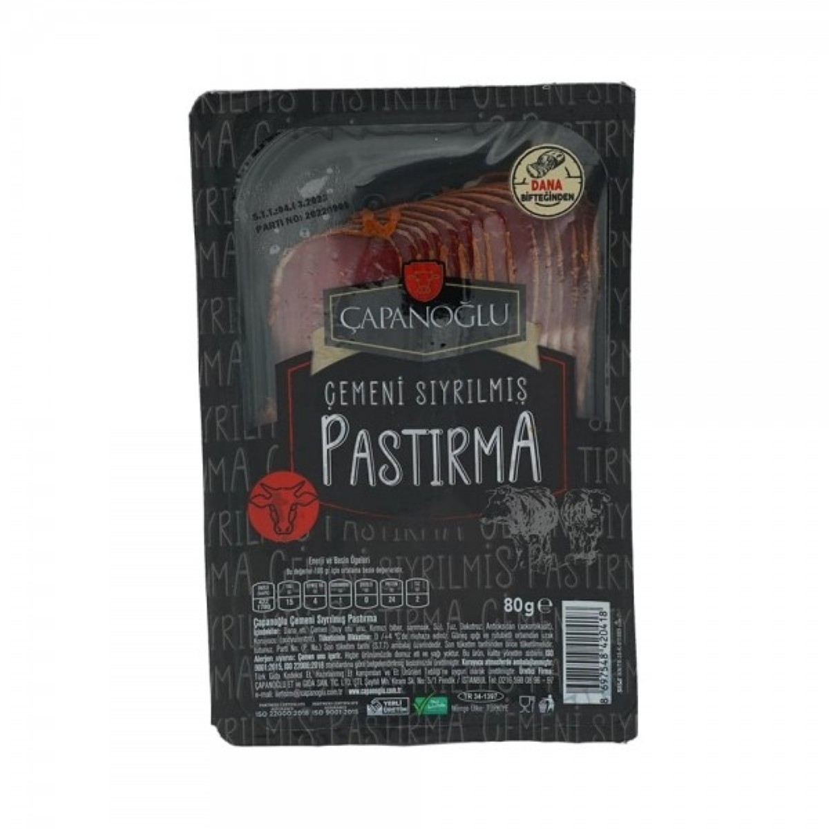 Çapanoğlu Çemensiz Pastırma 80 gr