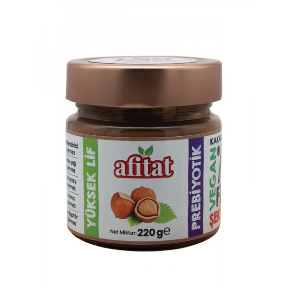 Afitat Prebiyotik Kakaolu Fındık Kreması 220 gr (%50 Fındık)