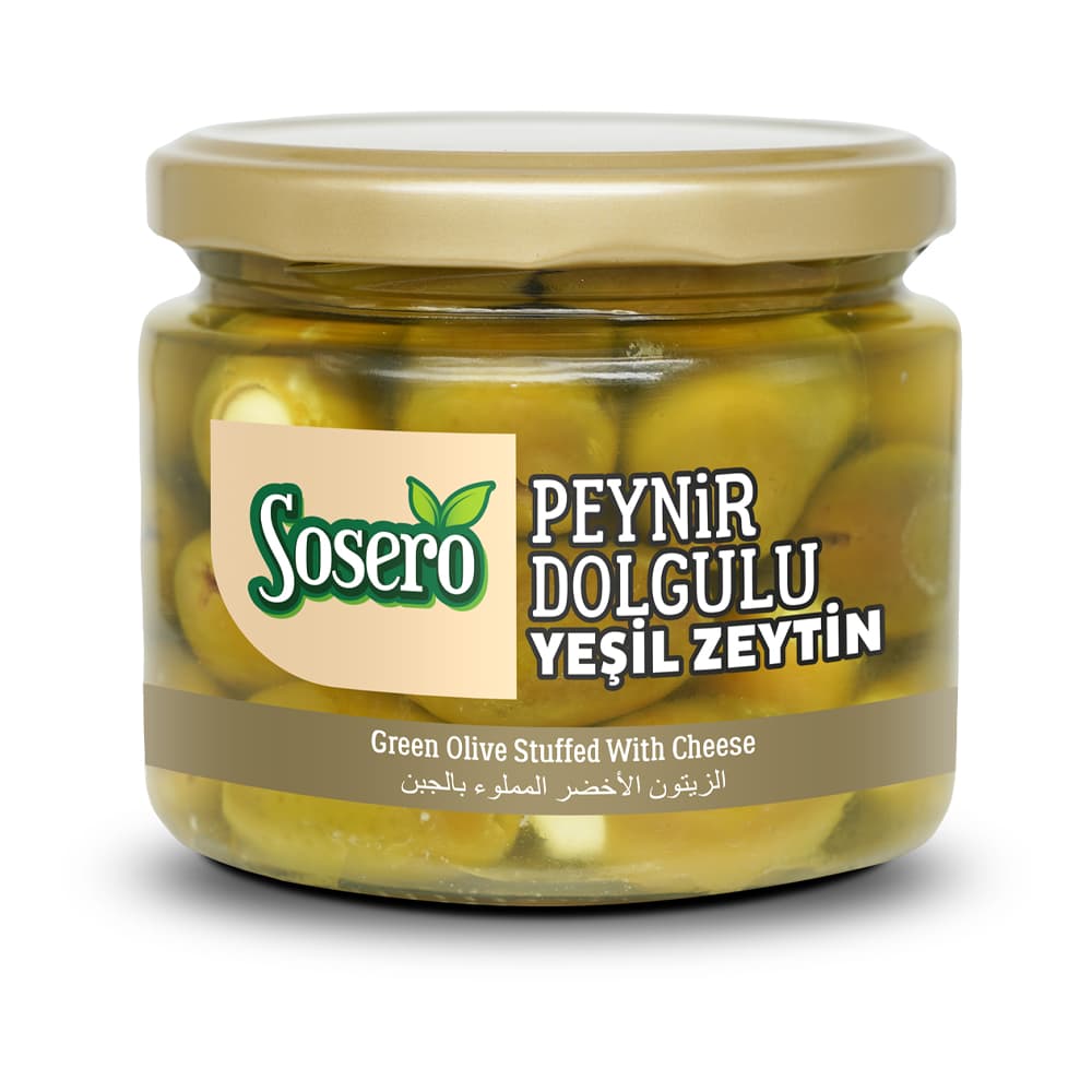Sosero Peynir Dolgulu Yeşil Zeytin 290 gr Cam Kavanoz