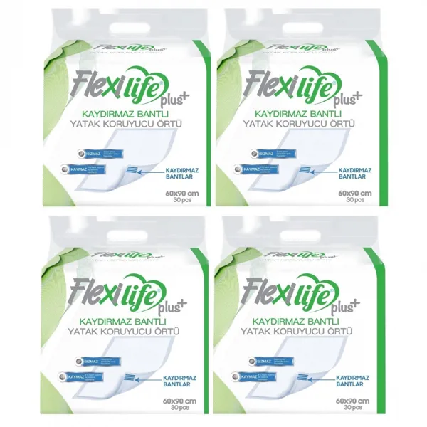 Flexi Life Plus Kaydırmaz Bantlı 60x90 cm 30'lu 4 Adet Yatak Koruyucu Örtü - Flexi Life - Ürün Görseli 1