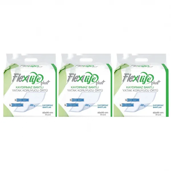 Flexi Life Plus Kaydırmaz Bantlı 60x90 cm 30'lu 3 Adet Yatak Koruyucu Örtü - Flexi Life - Ürün Görseli 1