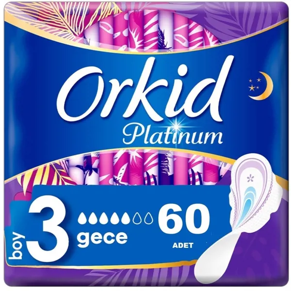 Orkid Platinum Gece 3 Hijyenik Ped 60 Adet - Orkid - Ürün Görseli 1