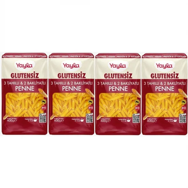 Yayla Glutensiz Makarna 3 Tahıllı 2 Bakliyatlı Penne 400 GR  4 Adet - Ürün Görseli 1