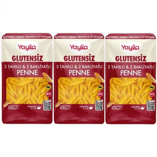 Yayla Glutensiz Makarna 3 Tahıllı 2 Bakliyatlı Penne 400 GR  3 Adet - Ürün Görseli 1