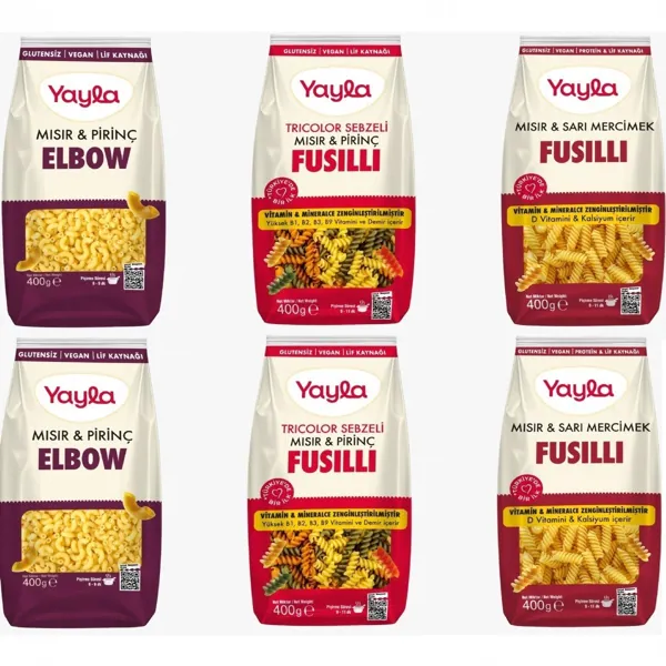 Yayla Glutensiz Makarna Karma Set 400 Gram 6'Lı  - Ürün Görseli 1