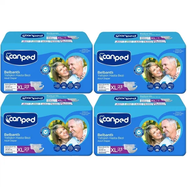 Canped Belbantlı Yetişkin Hasta Bezi XLarge Ekstra Büyük Tekstil Yüzey 92 Adet - Canped - Ürün Görseli 1