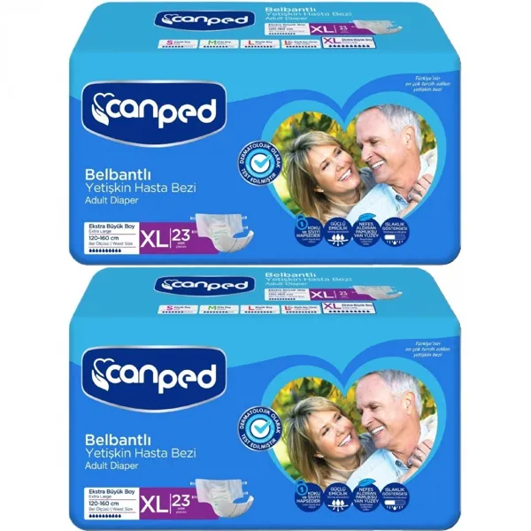 Canped Belbantlı Yetişkin Hasta Bezi XLarge Ekstra Büyük Tekstil Yüzey 46 Adet - Canped - Ürün Görseli 1