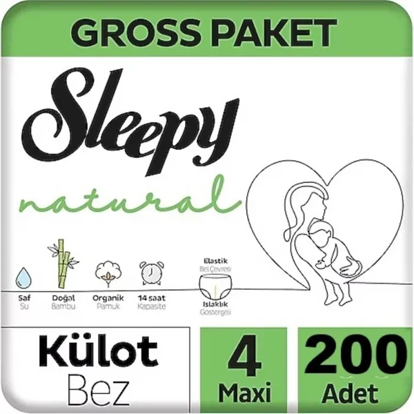 Sleepy Natural Gross Paket Külot Bez 4 Numara Maxi 200 Adet - Sleepy - Ürün Görseli 1