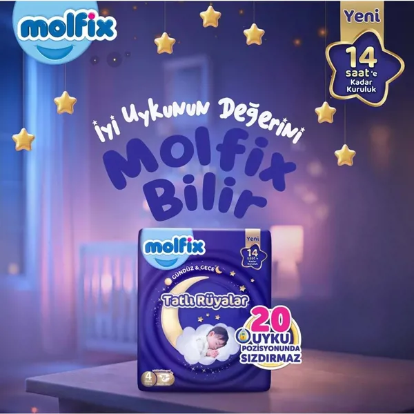 Molfix Sweet Dreams Tatlı Rüyalar 6 Numara 15+ Extra Large 48 Adet Bebek Bezi - Molfix - Ürün Görseli 1