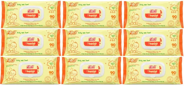 Fibril Tapşini Islak Bebek Havlusu 90 Lı 9 Adet 810 Yaprak - Fibril - Ürün Görseli 1