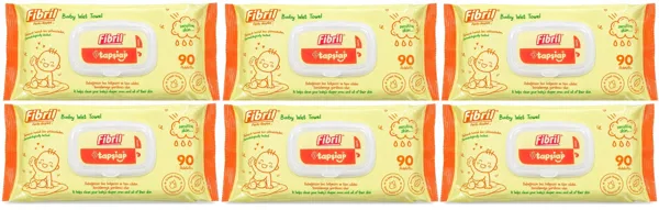 Fibril Tapşini Islak Bebek Havlusu 90 Lı 6 Adet 540 Yaprak - Fibril - Ürün Görseli 1