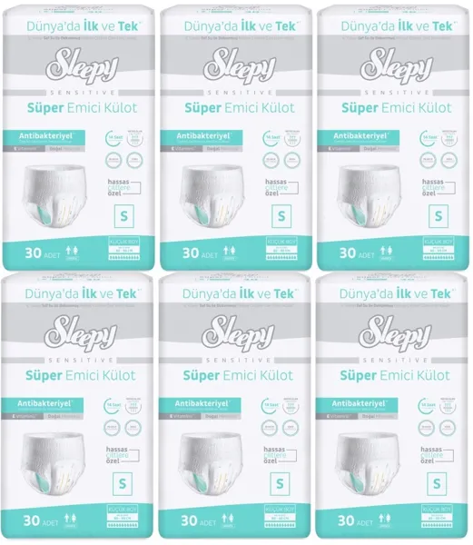 Sleepy Sensitive Antibakteriyel Süper Emici Külot S-Small Küçük 180 Adet - Sleepy - Ürün Görseli 1