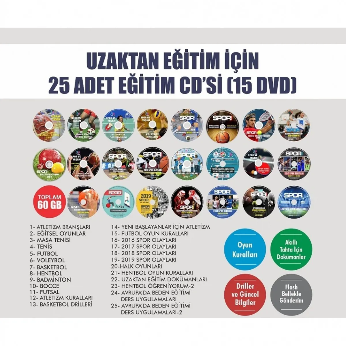 Spor Eğitim için 15 Adet DVD - Kerem BALYEMEZ - Ürün Görseli 1