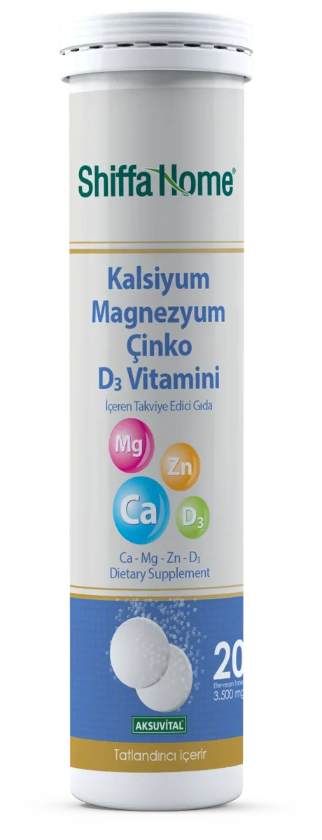 Kalsiyum Magnezyum Çinko D3 Vitamini - 20 Efervesan Tablet - Shiffa Home - Ürün Görseli 1