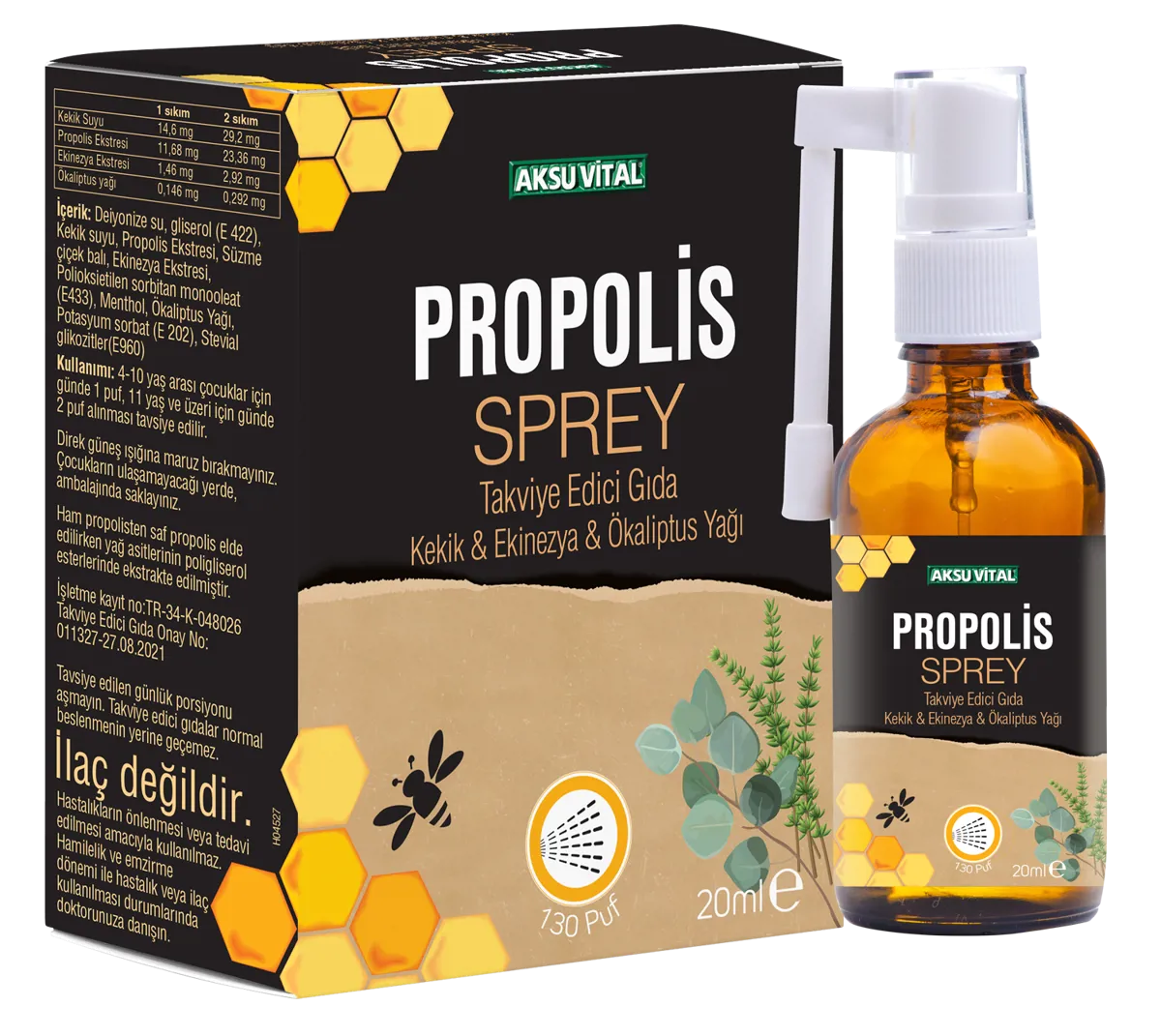 Propolisli Boğaz Spreyi 20ml Kekik Ekinezya Okaliptus ilaveli - Shiffa Home - Ürün Görseli 1