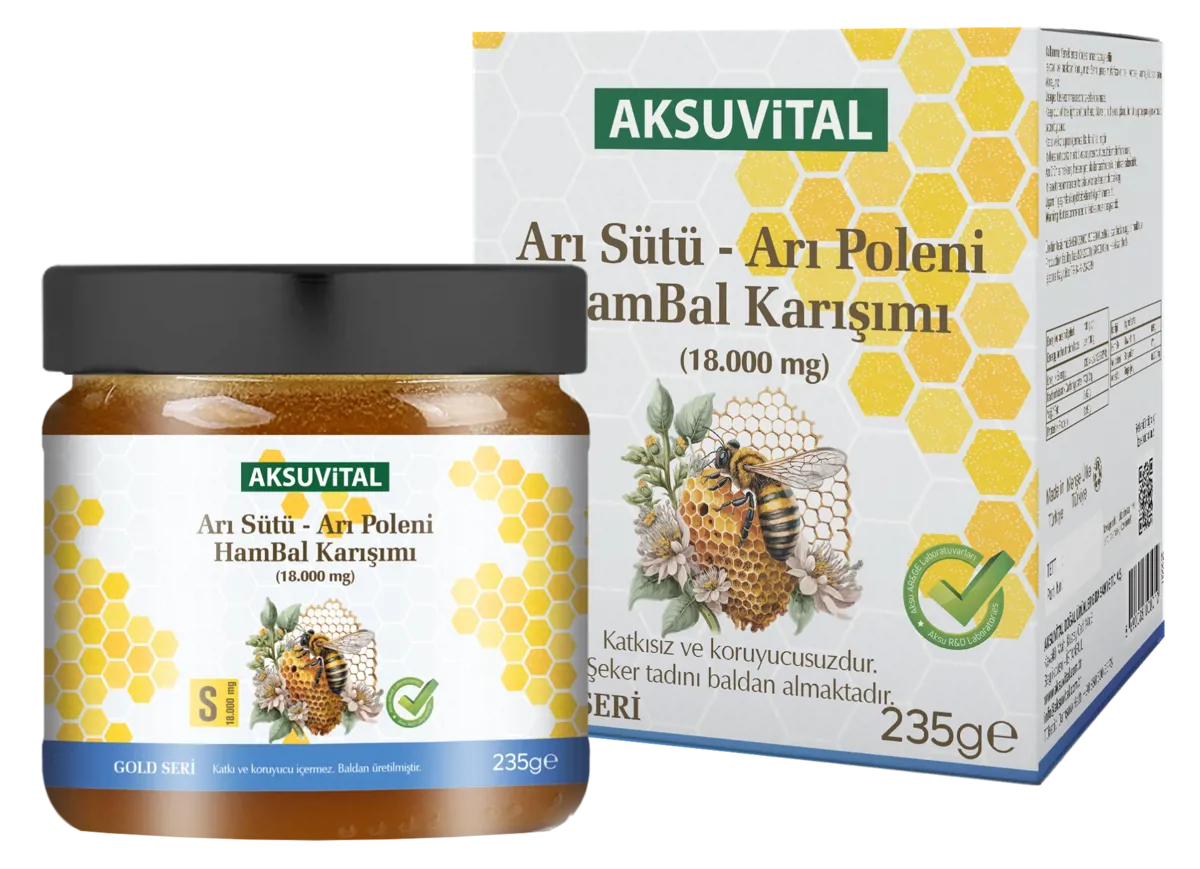Arı Sütü Bal Polen (S) 18.000 Mg - Yetişkin - Aksu Vital - Ürün Görseli 1