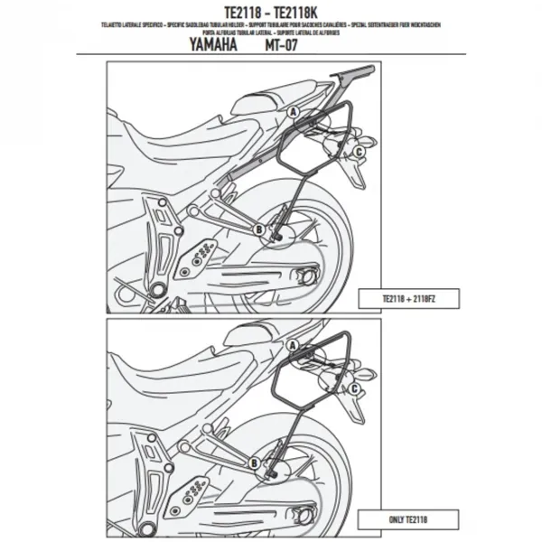 GIVI TE2118 YAMAHA MT-07 YAN KUMAŞ ÇANTA TAŞIYICI (2014-2017 MODEL UYUMLU) - GIVI - Ürün Görseli 1