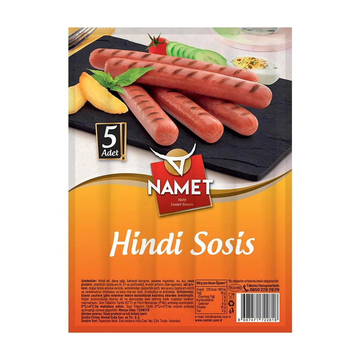 Namet Hindi Sosis 5'Li 210 gr - Namet - Ürün Görseli 1