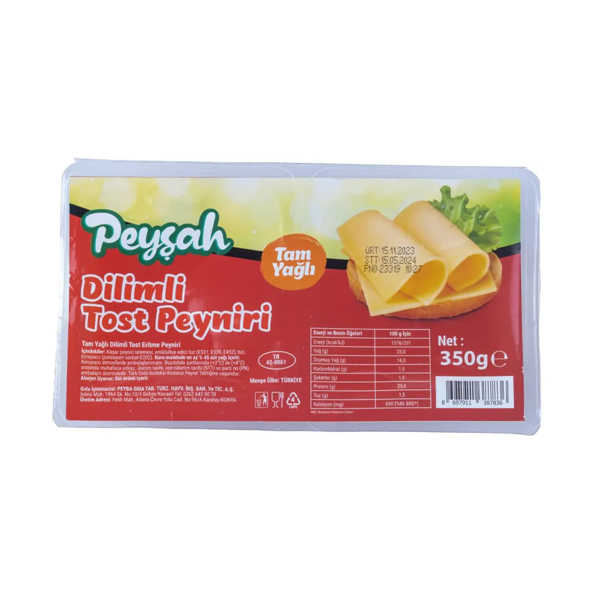 Peyşah Dilimli Tost Peyniri 350 gr - Peyşah - Ürün Görseli 1