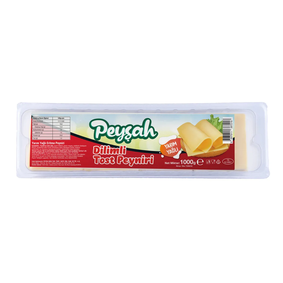 Peyşah Yarım Yağlı Dilimli Tost Peyniri 1000 gr - Peyşah - Ürün Görseli 1