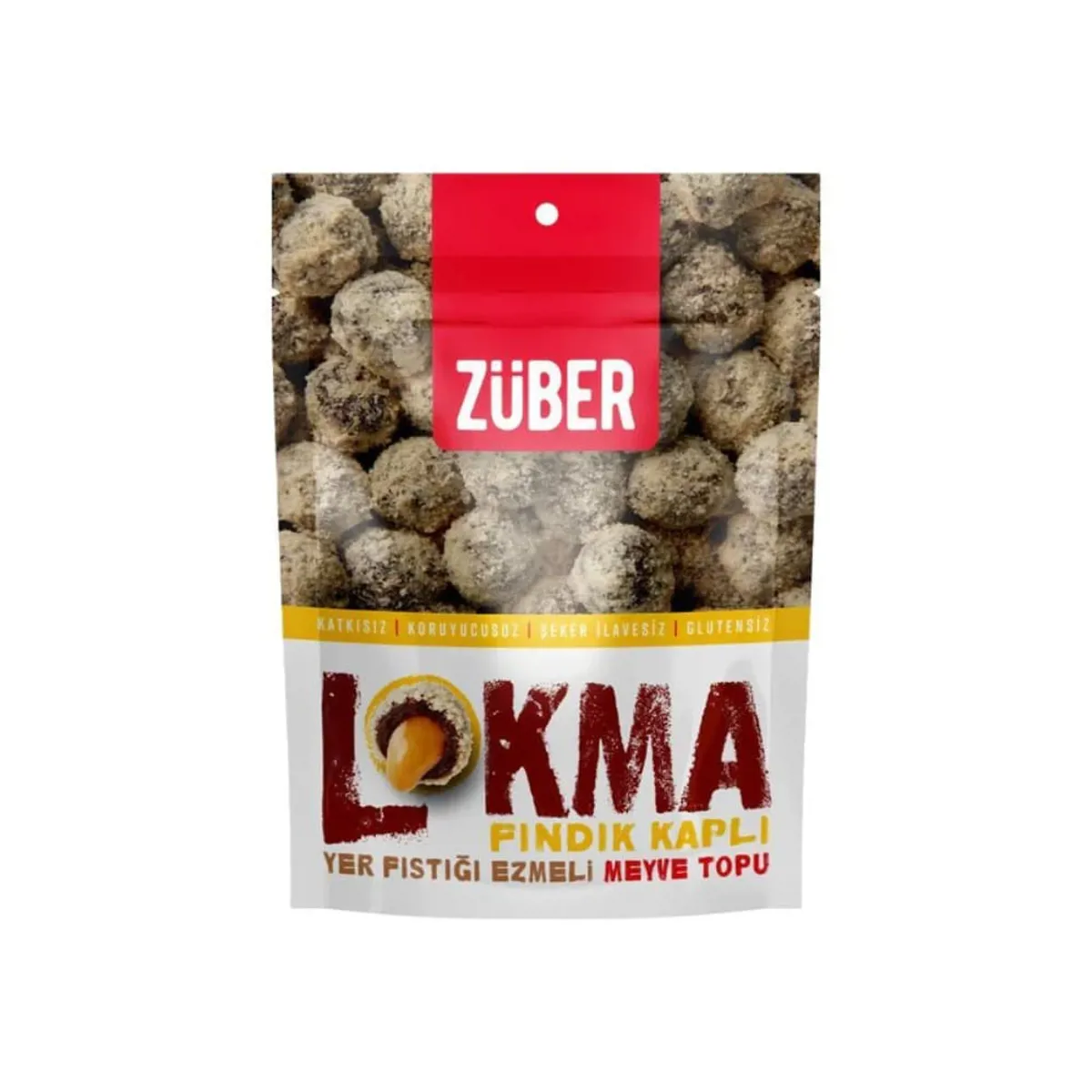 Züber Lokma Fındık Kaplı Yer Fıstığı Ezmeli Meyve Topu 96 gr - Züber - Ürün Görseli 1