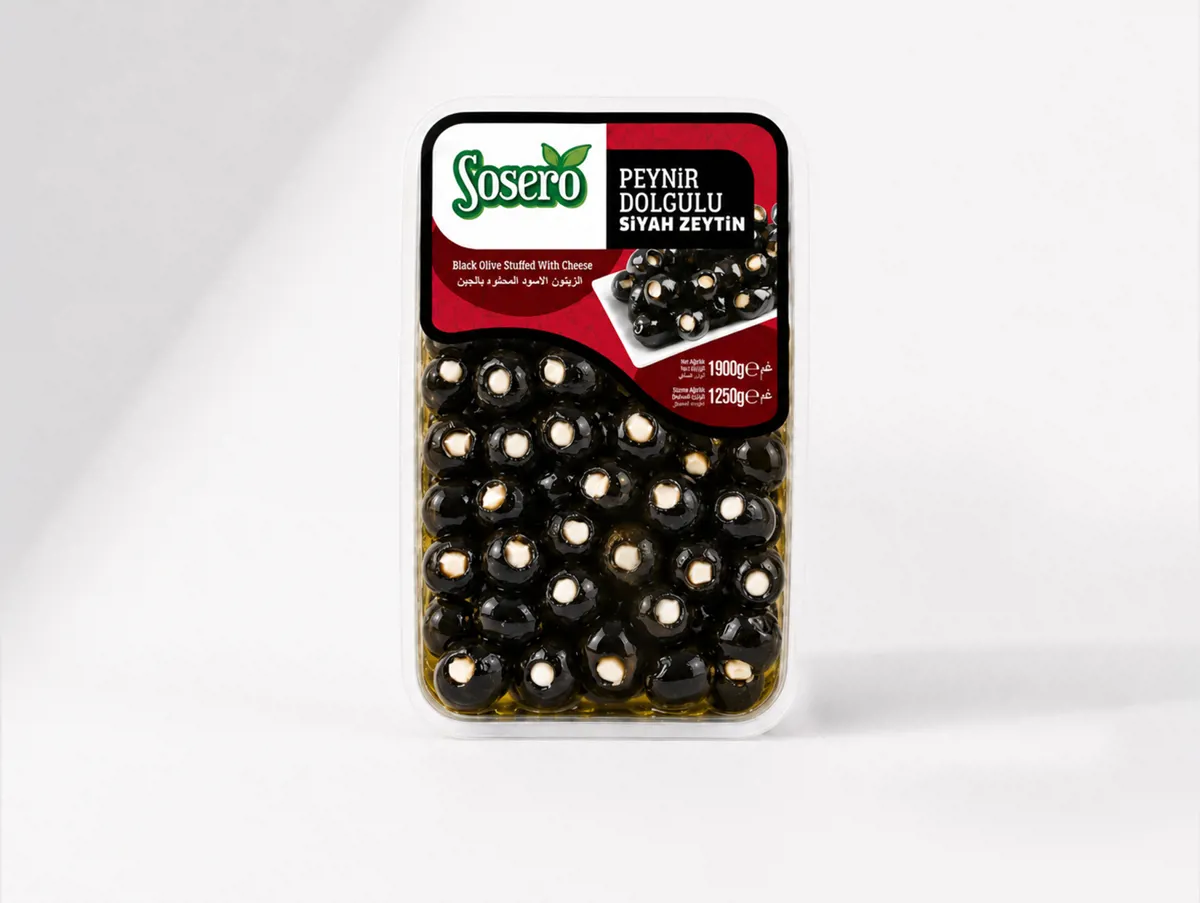 Peynir Dolgulu Siyah Zeytin 1800 g - Sosero - Ürün Görseli 1