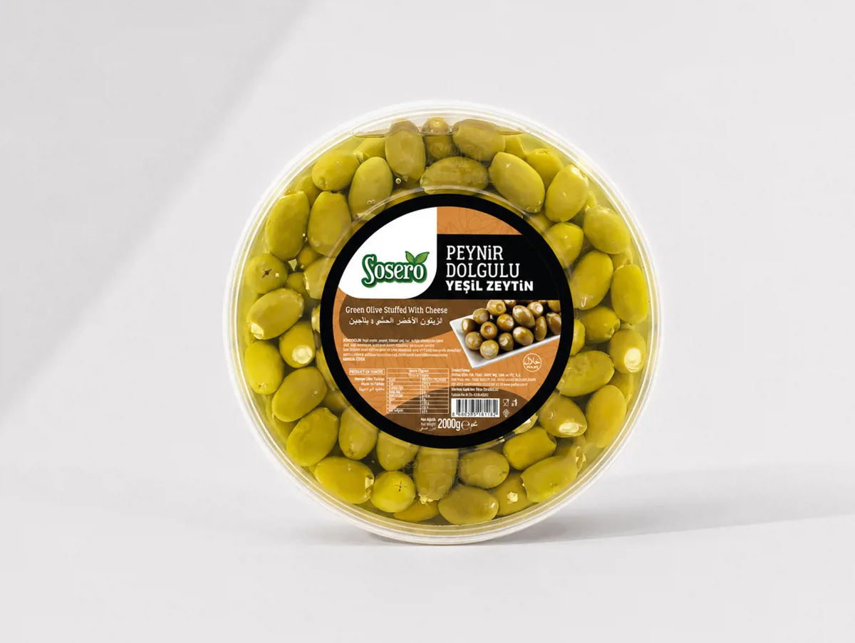 Peynir Dolgulu Yeşil Zeytin 2 Kg - Sosero - Ürün Görseli 1