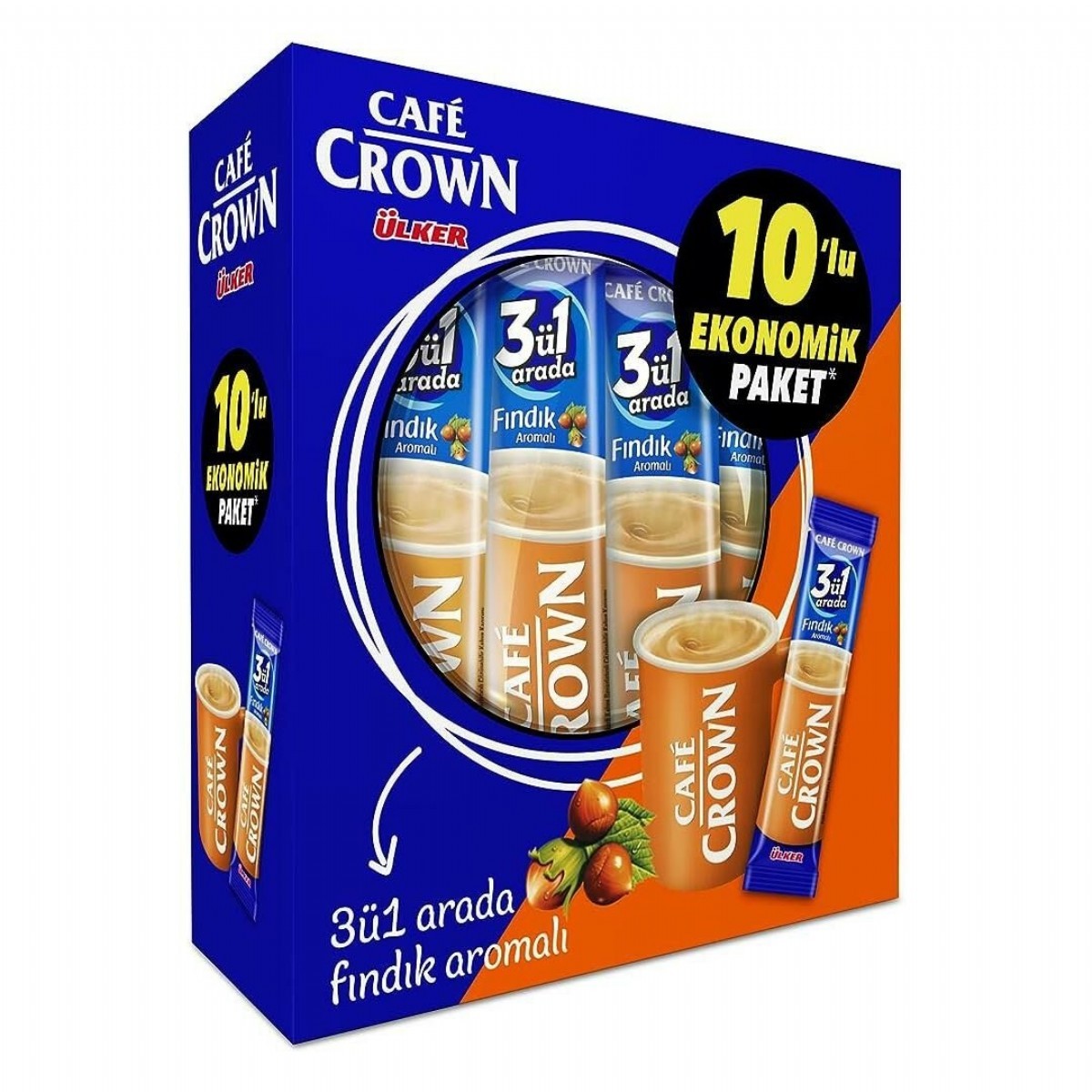 Ülker Cafe Crown 10'lu 3'in 1 Fındıklı 180 Gr