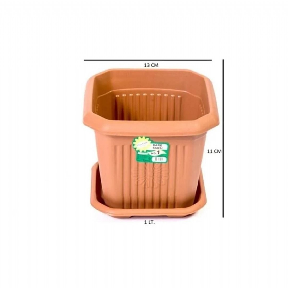 Oz Hak Plastik Kare Saksı No:1 10140 1 Litre
