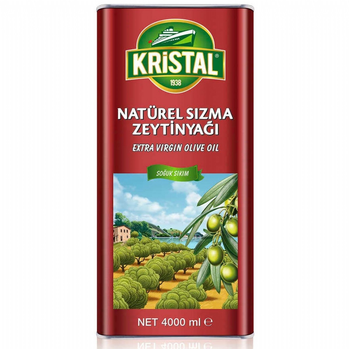 Kristal Natürel Sızma Zeytinyağı 4 lt Teneke