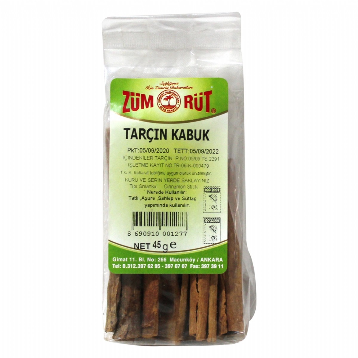 Zümrüt Tarçın Kabuk 45 Gr