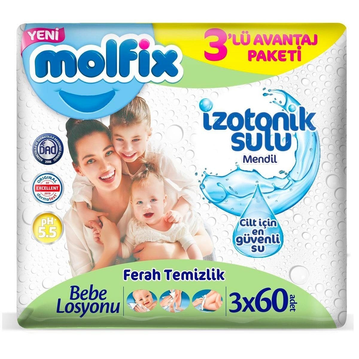 Molfix Islak Havlu 3X60'lı İzotonik Ferah