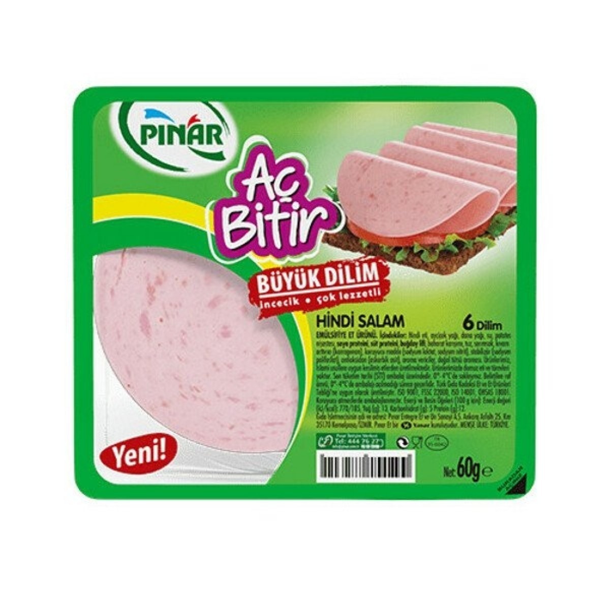 Pınar Aç Bitir Salam Hindi Büyük Dilim 60 Gr