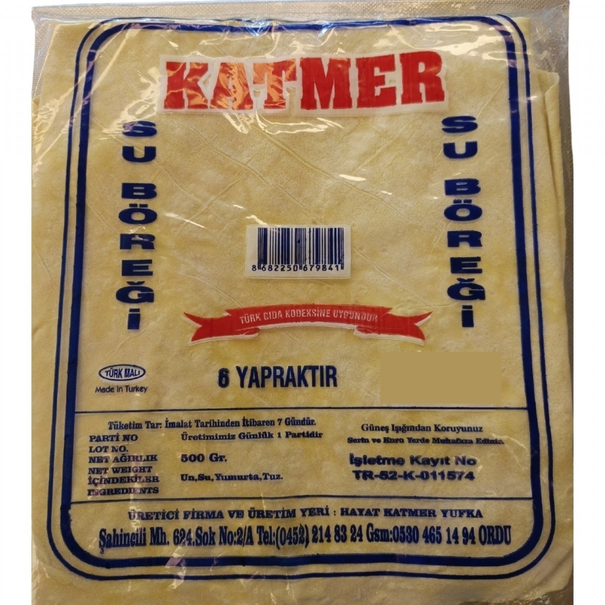 Katmer Su Böreği Yufkası 500 G