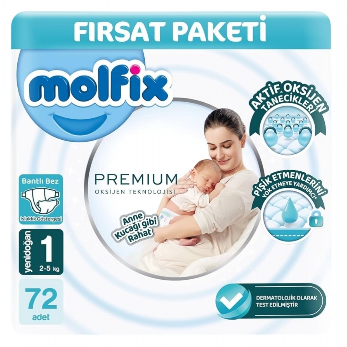 Molfix Premium Ultra Fırsat Paketi Yenidoğan 1 Numara 72'li