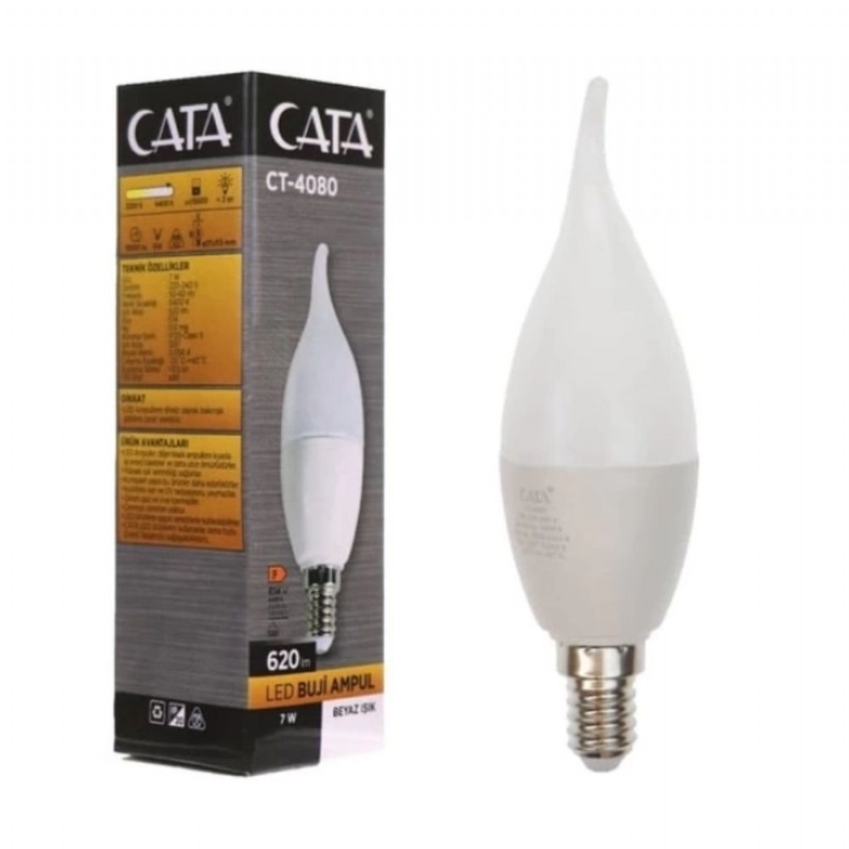 Oz Cata CT-4080G 7W Ledli Kıvrık Buji Ampul Gün Işığı