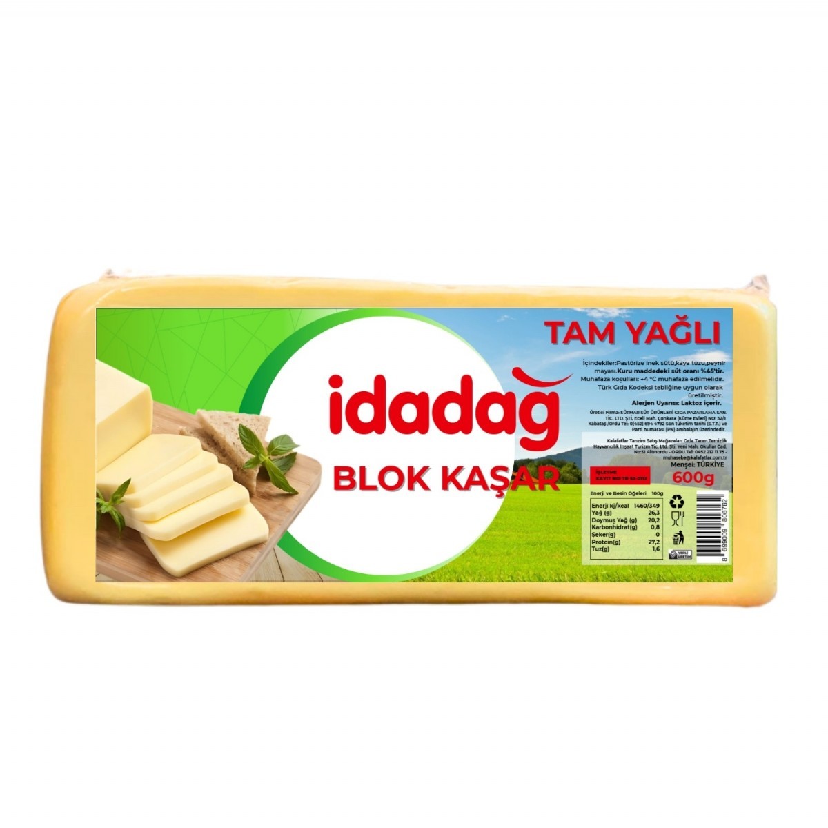 Tatsen Gurme Taze Kaşar 600 Gr Tam Yağlı