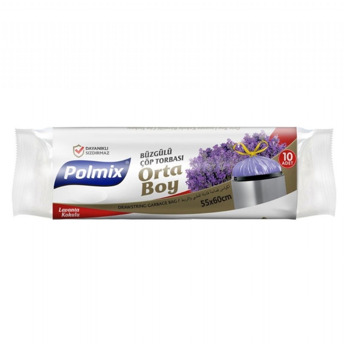 Polmix Büzgülü Çöp Torbası 10'lu Lavanta Orta Boy P141 55-60 Cm
