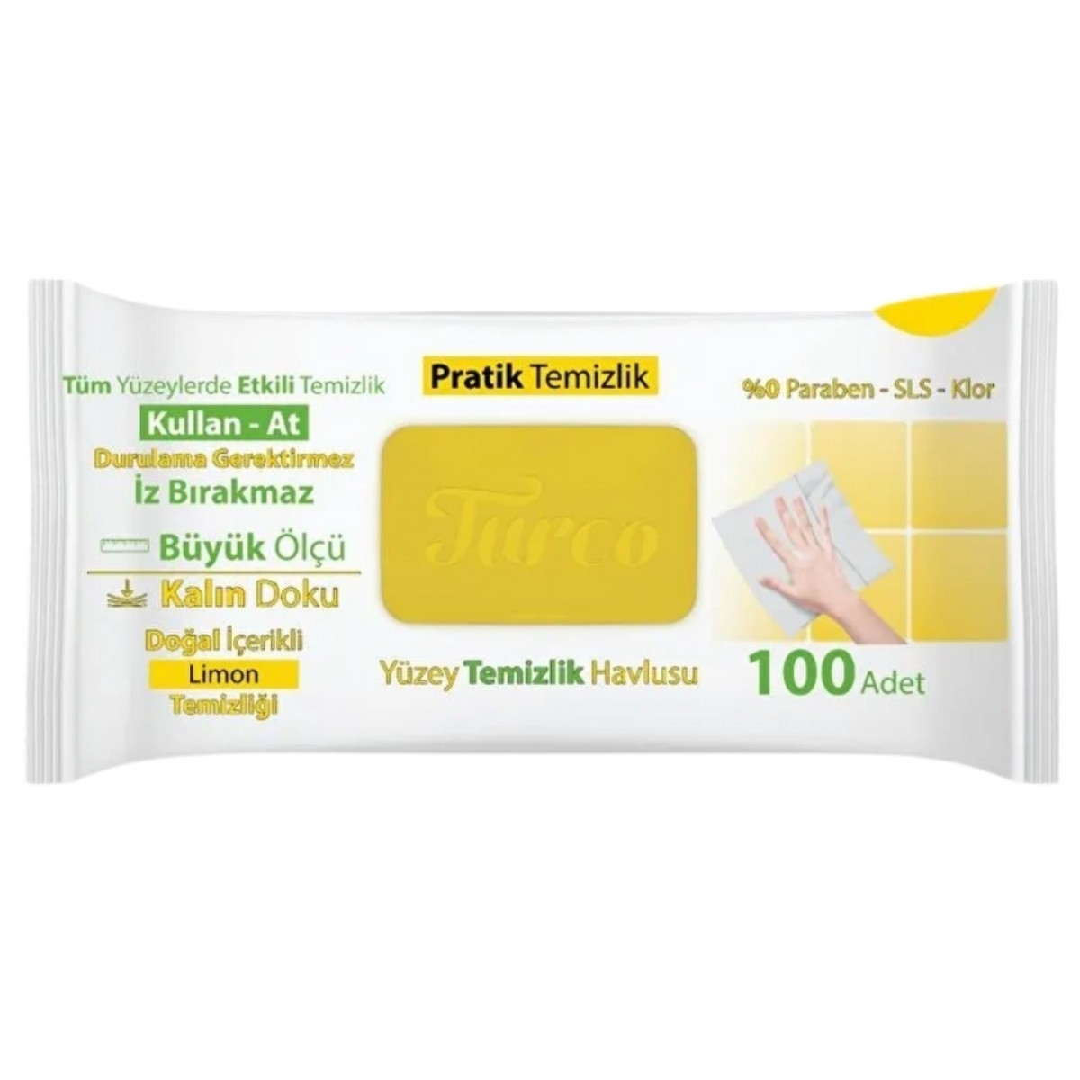 Baby Turco Pratik Yüzey Temizlik Havlusu Limon 100'lü