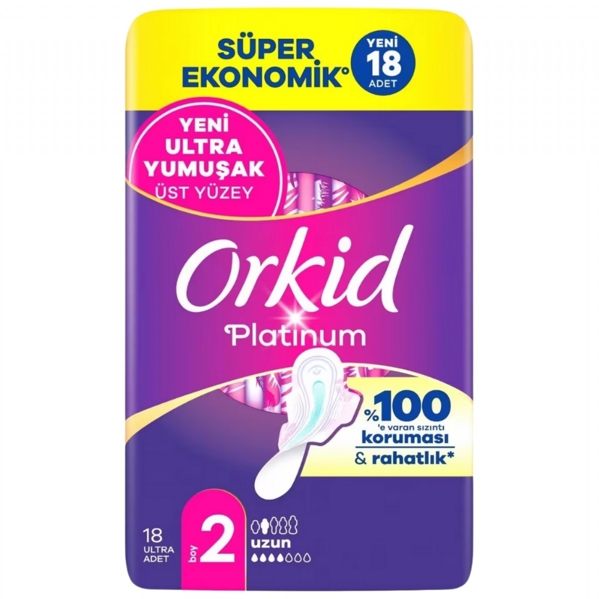 Orkid Hijyenik Ped Platinum Uzun 18'li