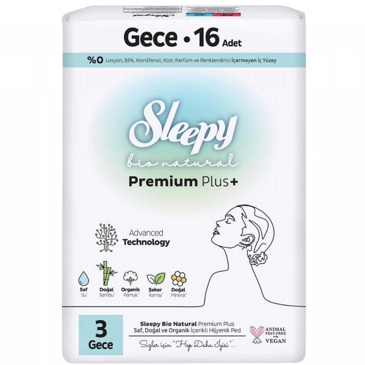 Sleepy Bio Natural Ped Süper Eco Gece 16'lı