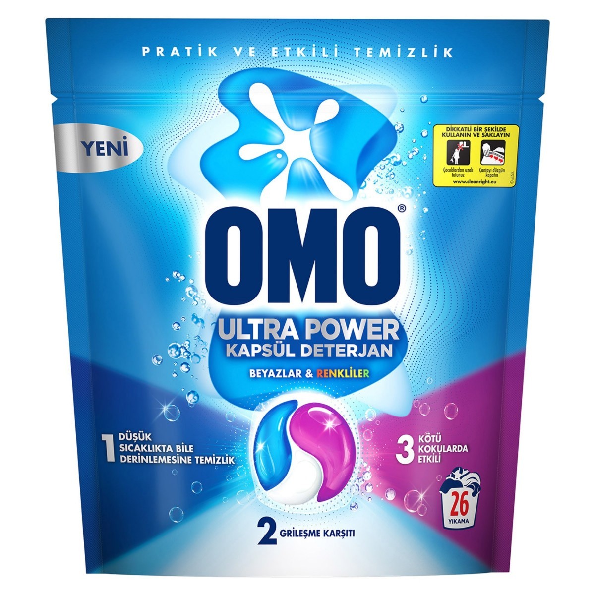 Omo Kapsül Deterjan 26 Yıkama Renkli Beyaz 338 Gr
