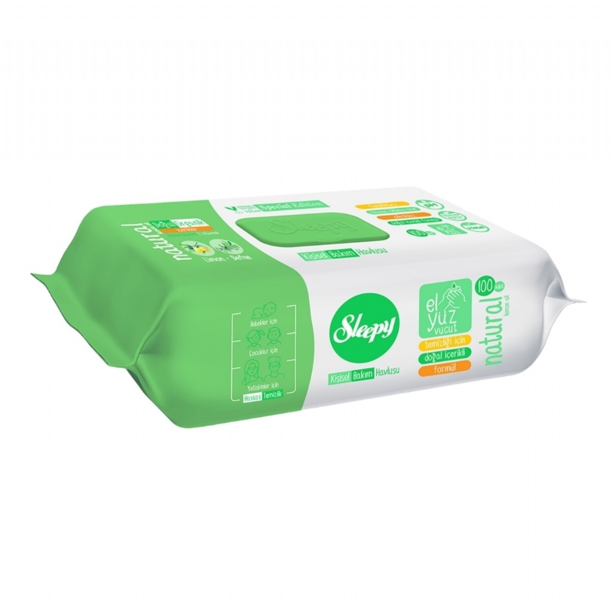 Sleepy Natural Kişisel Bakım Havlusu 100'lü Limon&Defne