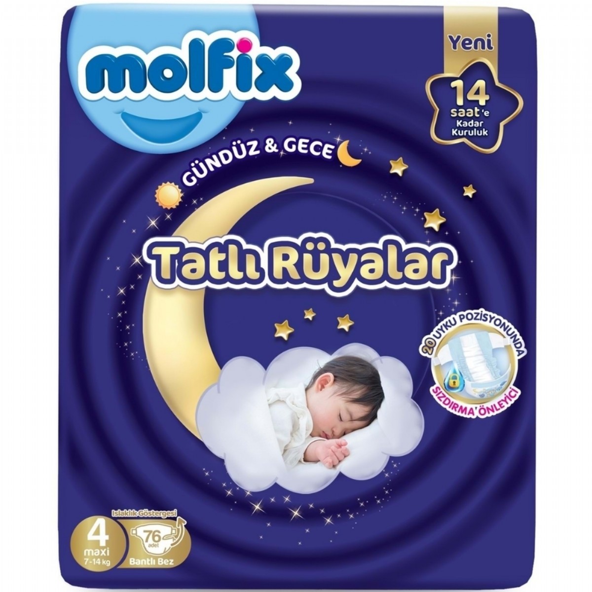 Molfix Sweet Dreams 4 Numara 76'lı Gece Bebek Bezi