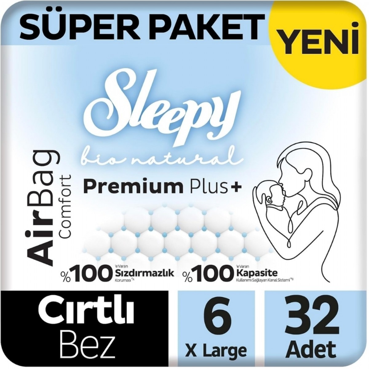 Sleepy Bionatural Airbag Bebek Bezi Super XL 6 Numara 32 Adet