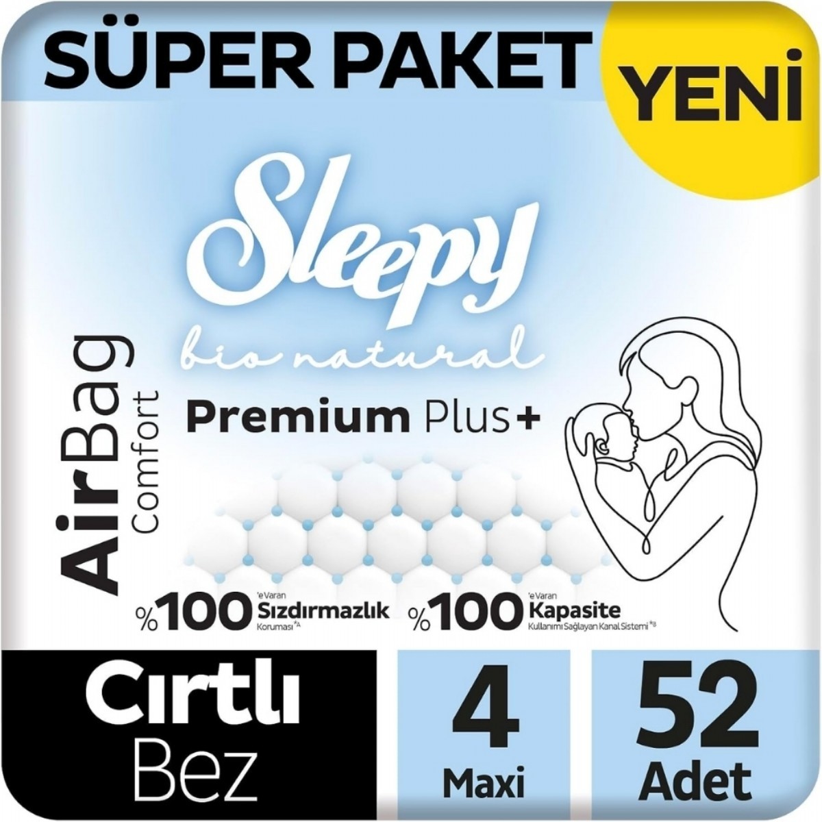 Sleepy Bionatural Airbag Bebek Bezi Super Maxı 4 Numara 52 Adet