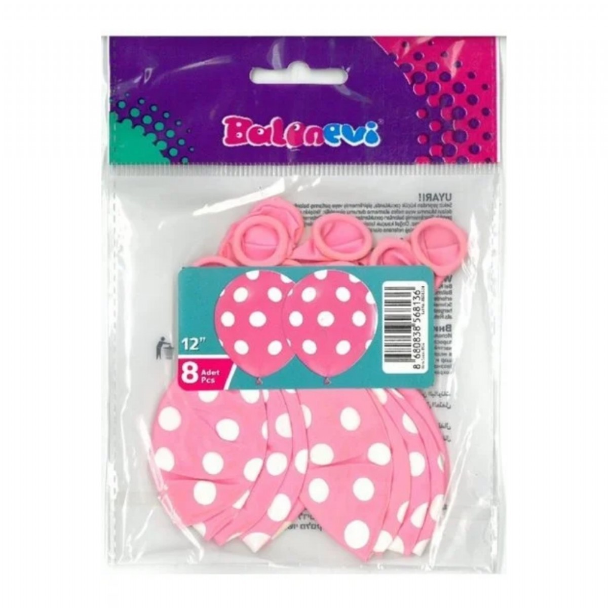 Balonevi Puantiyeli Pembe Balon 8'li