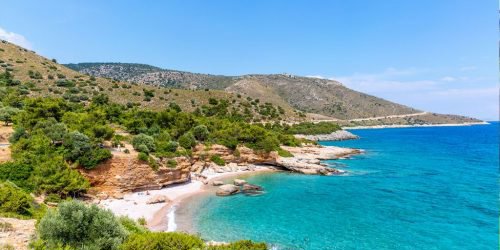Palamutbükü, turquoise cove and pebble beach