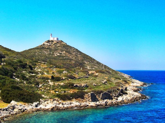 Knidos lighthouse and ancient ruins on the Datça peninsula